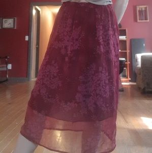 Vintage Burgundy/pink floral skirt